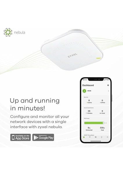 Wifi 6 AX1800 Kablosuz Erişim Noktası | 802.11AX Çift Bant | 1,77GBPS | Nebula App / Bulut Veya Bağımsız Olarak Yönetilebilir | 4 Ayrı Wifi Ağına Kadar | Poe | Güç Kaynağı Dahil [NWA50AX] indirimleri