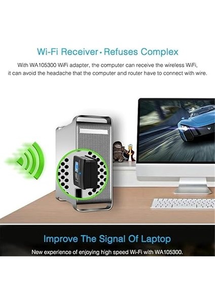 USB Wifi Adaptörü, Kablosuz Lan Ağ Kartı Adaptörü USB 2.0 Dongle Masa Üstü Dizüstü Bilgisayar Windows 10 8 7 Xp Mac Os Için (WINDOWS10 Için Tak ve Çalıştır) fiyatları