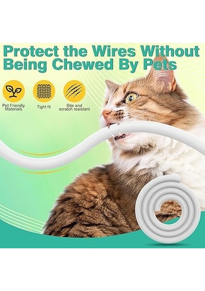 Köpek ve Kedi Kablo Koruma Izgarası, Kablo Hortumları 3 Metre - 12,7 Mm, Kabloyu Evcil Hayvanları Çiğnemeye Karşı Koruma, Genişletilebilir Örgülü Kendinden Kapanan Kablo Hortumu, Beyaz fırsatları