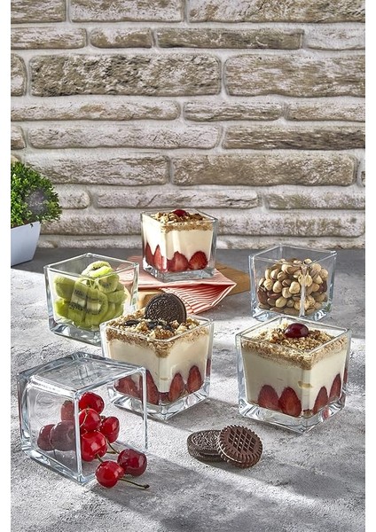 6nan Lı Magnolia Cup Kase Cam Magnolya Puding Tatlı Dondurma Kasesi Sunum Seti, Ili̇va