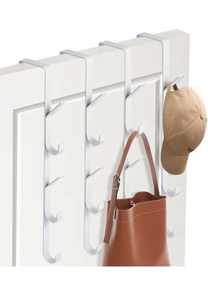 Üstü Kancalar, 4 Adet x 5 Kanca Kapı Üstü Kanca Askı Havlu Askısı Dikey Paslanmaz Çelik Elbise Havlu Askısı Elbiseler, Fırçalanmış, Yerden Tasarruf Sağlayan (Beyaz)