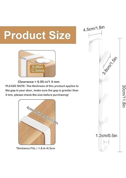 Üstü Kancalar, 4 Adet x 5 Kanca Kapı Üstü Kanca Askı Havlu Askısı Dikey Paslanmaz Çelik Elbise Havlu Askısı Elbiseler, Fırçalanmış, Yerden Tasarruf Sağlayan (Beyaz) modelleri