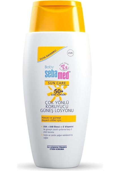 Baby Spf 50+ Uva - Uvb Filtresi ve E Vitamini Etkili Çok Yönlü Koruyucu Çocuk Güneş Losyonu 150 ml