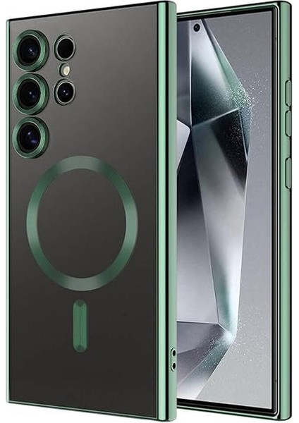 S24 Ultra Uyumlu Kamera Korumalı Magsafe Uyumlu Wireless Şarj Özellikli Zore Demre Kılıf-Siy fırsatları