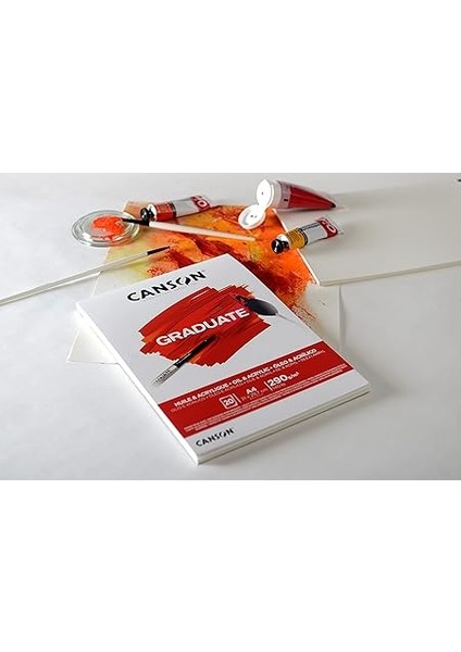 Graduate, Yağlı ve Akrilik Boya Kağıdı, Hafif Pürüzlü Yüzey, 290 G/m², Kısa Kenarda Yapıştırılmış Blok, Dın A4 21 x 29,7 Cm, Doğal Beyaz, 20 Yaprak fiyatları