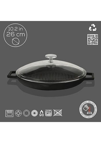 Döküm Izgara Tva Cam Kapaklı, 26 cm fiyatları