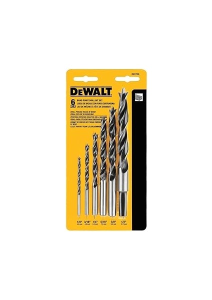 DW1720 Brad Point Bit Set, 6-Piece modelleri