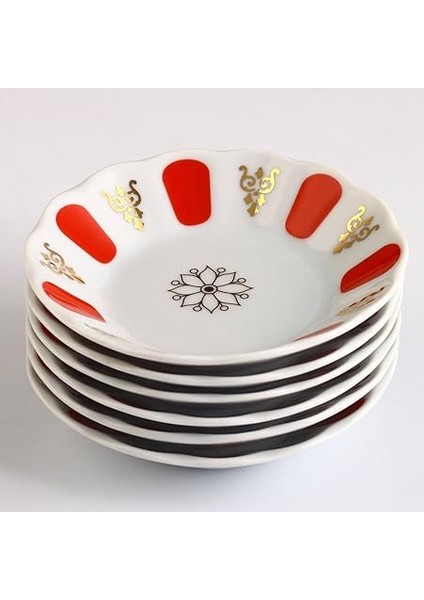 Porselen Kırmızı Kahveci Çay Tabağı 6 Adet Tabak fiyatları