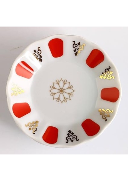 Porselen Kırmızı Kahveci Çay Tabağı 6 Adet Tabak fırsatları