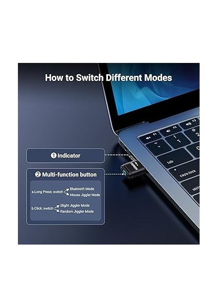 Pc ve Mouse Jiggler Için Bluetooth 5.3 Adaptörü, Masaüstü, Bilgisayar Için Bluetooth Dongle, 2 Modlu Sallanan Fare, USB Mouse Mover Uyku Modunu Önler, Windows 8.1/10/11'i Destekler modelleri