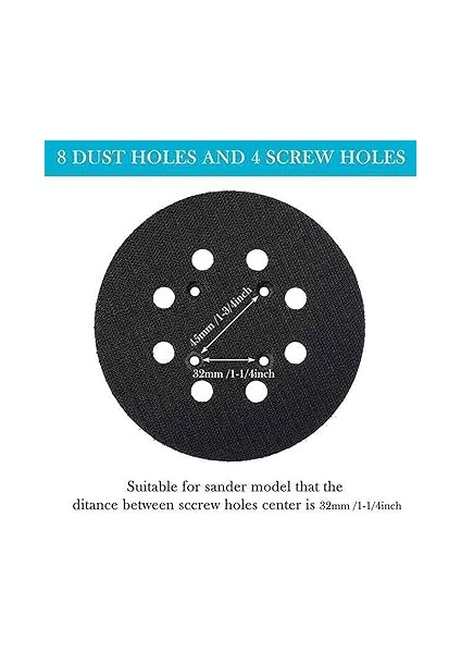 2 Adet 5 Inç 8 Delik 125MM Kanca Toka Zımpara Pedi Orbital Zımpara Disk Diskleri Aşınma Kablo Yedekleme Çubuğu Tampon Üzerinde indirimleri