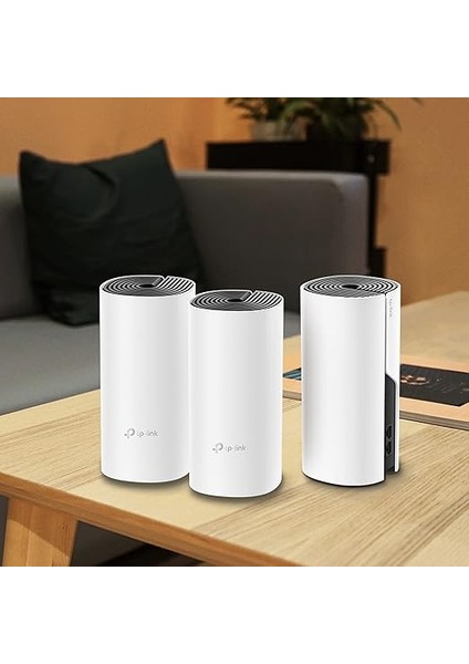 Deco M4 3-Pack , AC1200 Mbps, Dual-Band, Gigabit Portları, 100 Cihaza Kadar Bağlanılabilirlik, 370 M²'ye Kadar Kapsama, Mobil Uygulama ile Kolay Kurulum, Wi-Fi 5 Mesh Sistemi modelleri