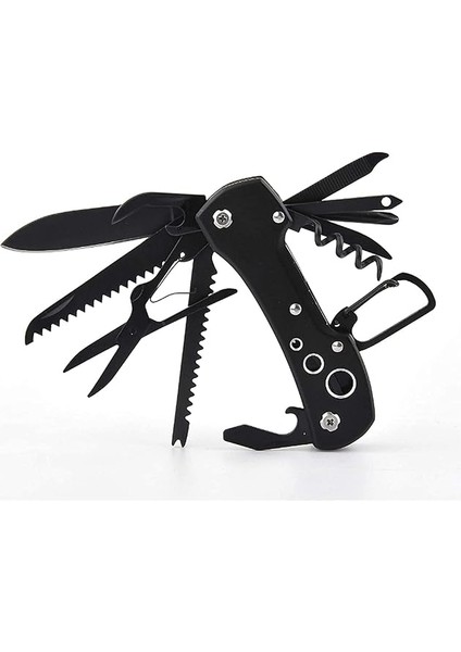 Çok Fonksiyonlu Siyah Isviçre Kamp Cep Çakısı