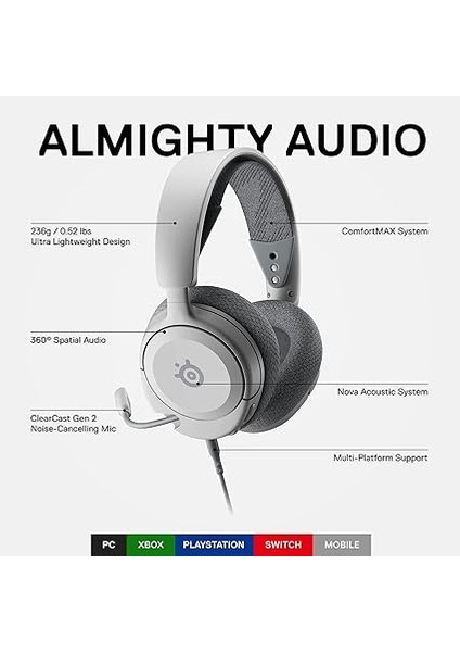 Arctis Nova 1 – Multi-Platform Gaming Kulaklık – Hi-Fi Sürücü – 360° Surround Ses – Airweave Memory Foam Kulak Yastıkları – Gürültü Önleyici Mikrofon, Pc, Ps5, Ps4, Switch, Xbox – Beyaz fırsatları
