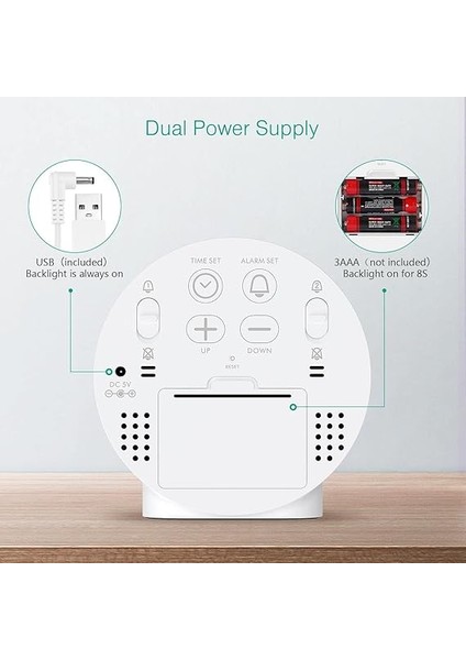 Çift Alarmlı LED Touch Snooze Şık Tasarım Masa Saati Beyaz modelleri