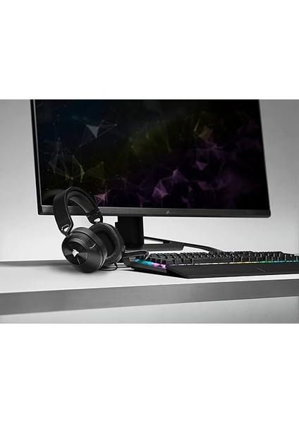 HS55 Surround Oyun Kulaklığı (Hafızalı Köpükten Suni Deri Kulaklıklar, Pc ve Mac'te Dolby Audio 7.1 Surround Ses, Çok Yönlü Mikrofon, Çoklu Platform Uyumluluğu) Siyah fiyatları