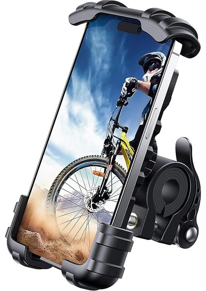 HT-T45 Motosiklet Telefon Tutucu Bisiklet Telefon Tutucu Motor ve Bisiklet Gidonu Için 360 Dönebilen Telefon Tutucu 4.5" - 6.5"