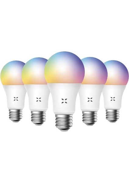 Smart Akıllı Wi-Fi LED Akıllı Rgb Ampul, Mobil Uygulama Denetimli, Google Home ve Alexa Uyumlu Çok Renkli Lamba (5 Adet) X7021