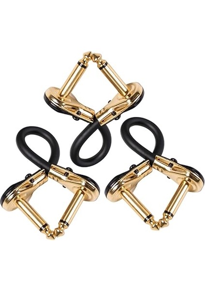 3 Adet Etki Çizgisi Gitar Yama Kabloları Renkli Gitar Kablosu Profesyonel Çoklu Paket Enstrüman Yama Kablosu Düz Yama Kablosu Gitar Efekt Kabloları Pvc Golden