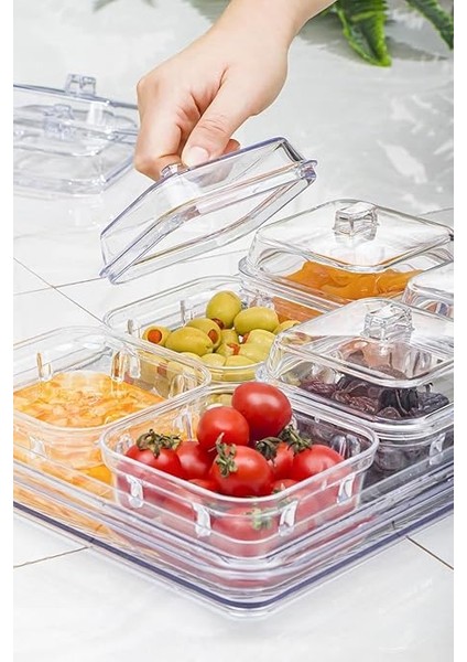 Akrilik Şeffaf 6’lı Kapaklı Kahvaltılık Kahvaltı Seti &amp; Saklama Kabı (Cam DEĞILDIR)-1825 fırsatları