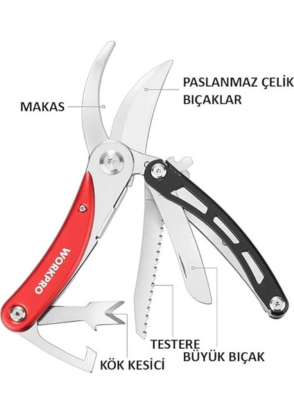 WP382005 4 In 1 Çok Fonksiyonlu Bağ Bahçe Dal Budama Makası modelleri