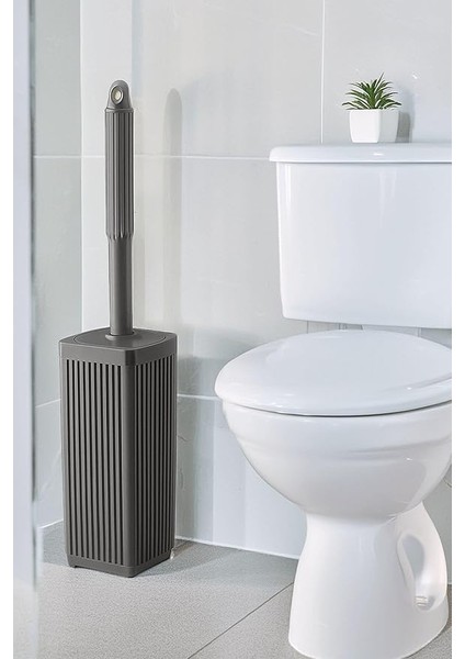 Haus Lines Serisi Gri Banyo Seti, 5 Parça Akrilik Kare 5 Litre Çöp Kovası, Sabunluk, Fırçalık Takımı 3462 Gri fırsatları