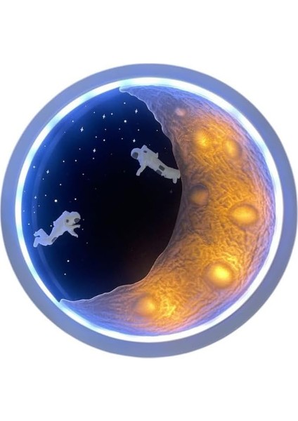 Temalı LED Gece Lambası &amp; Bluetooth Hoparlör – Ay Yüzeyi Tasarımı, Fm Radyo, USB Bağlantı, Renkli Işık, Çocuk ve Yetişkinler Için Hediye Seçeneği