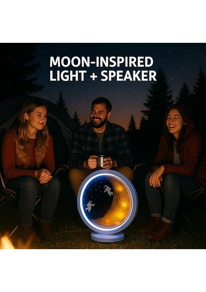 Temalı LED Gece Lambası &amp; Bluetooth Hoparlör – Ay Yüzeyi Tasarımı, Fm Radyo, USB Bağlantı, Renkli Işık, Çocuk ve Yetişkinler Için Hediye Seçeneği fırsatları