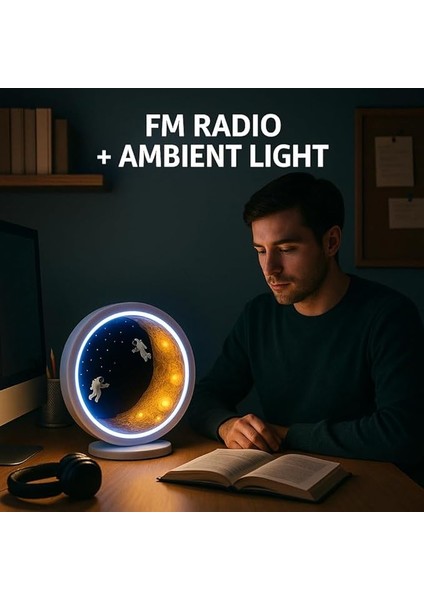 Temalı LED Gece Lambası &amp; Bluetooth Hoparlör – Ay Yüzeyi Tasarımı, Fm Radyo, USB Bağlantı, Renkli Işık, Çocuk ve Yetişkinler Için Hediye Seçeneği indirimleri