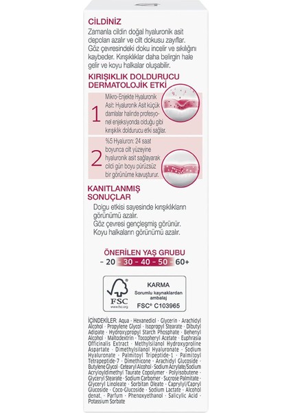 Lift+ Superfiller Göz Kremi, 15 ml modelleri