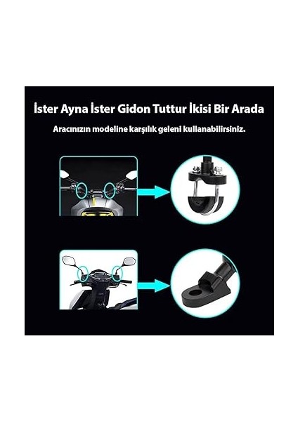 GA11 Motosiklet Bisiklet Telefon Tutucu Ister Ayna Ister Gidon Tuttur Ikisi Bir Arada Şok Emici Damperli (Shockproof, Gidon ve Ayna Montajı) fiyatları