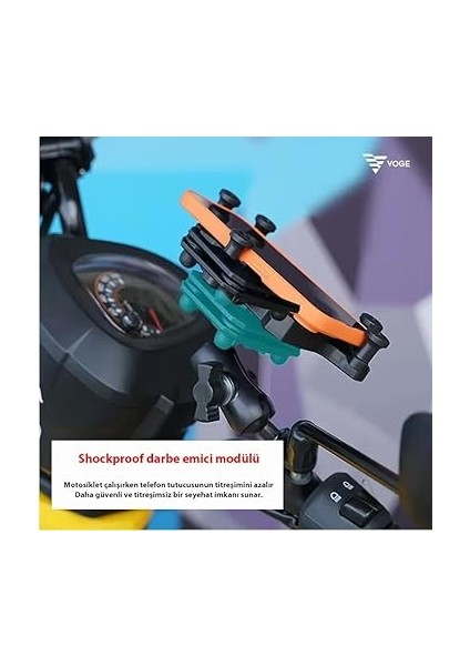 GA11 Motosiklet Bisiklet Telefon Tutucu Ister Ayna Ister Gidon Tuttur Ikisi Bir Arada Şok Emici Damperli (Shockproof, Gidon ve Ayna Montajı) indirimleri