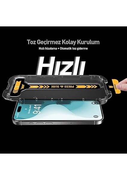 Labs iPhone 16 Serisi ile Uyumlu 5d Privacy Easyfit 2 Adet Kolay Uygulama Aparatlı Ekran Koruyucu Temperli Cam Hayalet Ekran (Iphone 16) modelleri