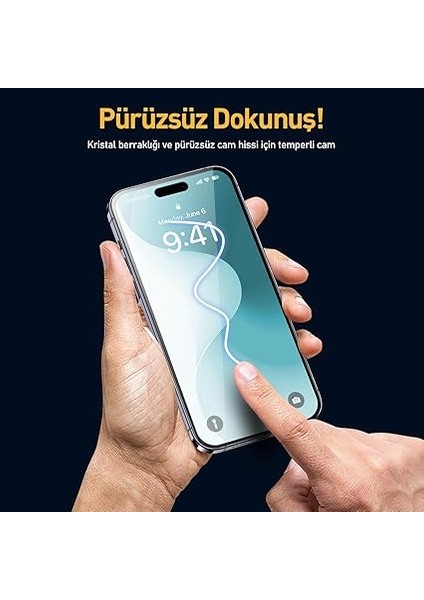 Labs iPhone 16 Serisi ile Uyumlu 5d Privacy Easyfit 2 Adet Kolay Uygulama Aparatlı Ekran Koruyucu Temperli Cam Hayalet Ekran (Iphone 16) fırsatları