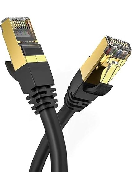 7 Ethernet Ağ Kablosu, 10 Gigabit/s, 600 Mhz, Metal Zırhlı RJ45, Siyah (5 Metre)