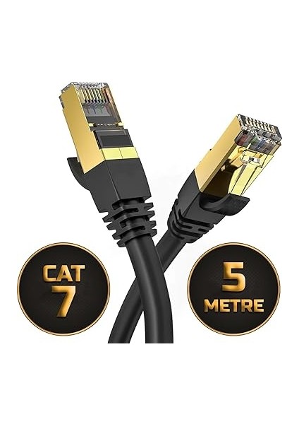 7 Ethernet Ağ Kablosu, 10 Gigabit/s, 600 Mhz, Metal Zırhlı RJ45, Siyah (5 Metre) fiyatları
