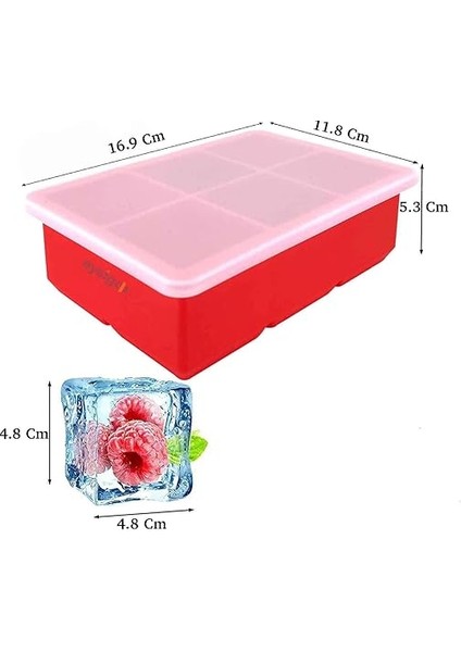 Chef Silikon Kapaklı Xxl Büyük Boy 6'lı Küp Buz Kalıbı Siyah (Kırmızı) fiyatları