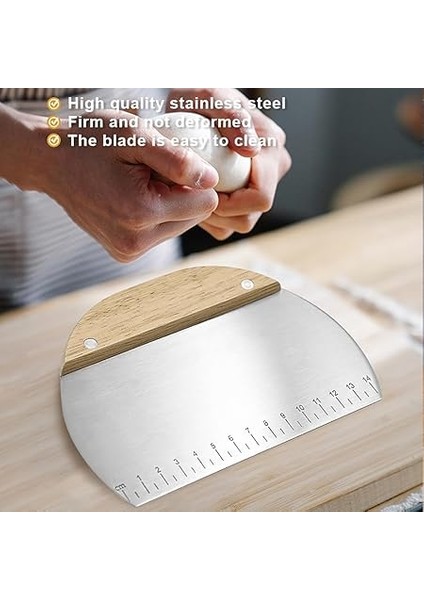 Home Çelik Hamur Kesici, Ahşap Saplı Metal Hamur Sıyrıcı, Makarna Sıyırma Aparatı, Hamur Dilimleyici, Makarna ve Makarnacılık Için Çelik Şekillendirici ve Porsiyonlayıcı, Mutfakta Çok Amaçlı Kul fiyatları