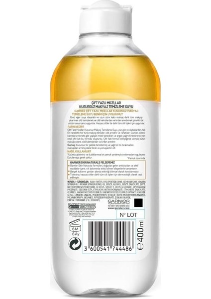 Skin Naturals 2'li Çift Fazlı Micellar Kusursuz Makyaj Temizleme Suyu (400 Ml) Bardak Hediyeli modelleri