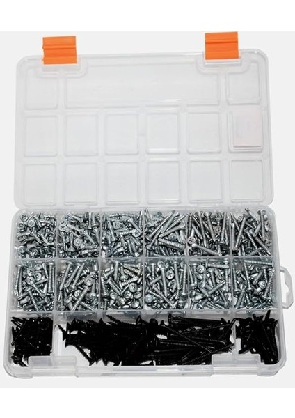 555 Adet 16 Çeşit Matkap Uçlu Vida Seti, Yhb Akıllı Vida,ysb Akıllı Vida ve Alçıpan Vidası