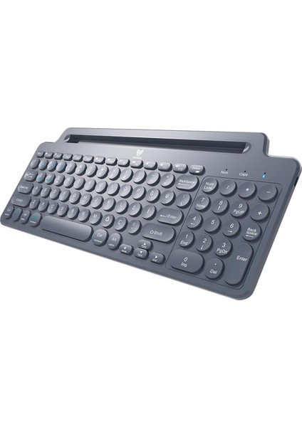 BT-K99 Bluetooth &amp; Wireless Kablosuz Klavye Standlı Gri Telefon Pc Tablet Tv Laptop Mac Uyumlu