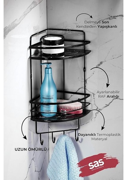 Haus Yapışkanlı Ömür Boyu Paslanmaz Kristal Ayarlanabilir Raf Banyo Düzenleyici Şampuanlık Lk-02 Sssk fiyatları