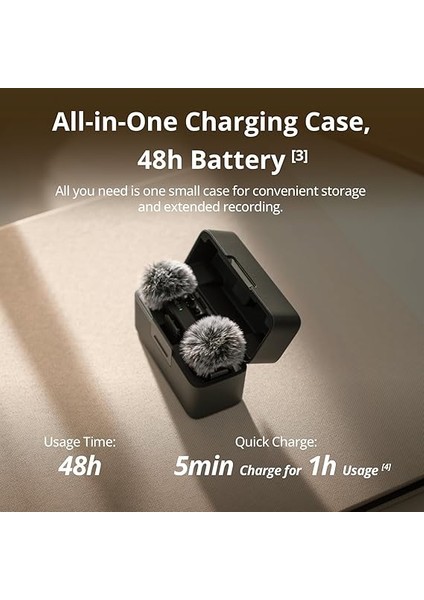 Mıc Mini (2tx + 1 Rx Şarj Kutusu), Ultra Hafif, Hq Ses, 48 Saat Kullanım, Gürültü Iptali, Otomatik Limit, Kablosuz Mikrofon, Kamera/ıphone/android, Vlog, Akış Için indirimleri