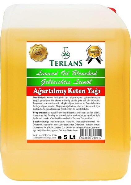 Keten Yağı Ahşap Koruyucu Resim Yağı 5 Litre Linseed Oil