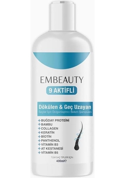 9 Aktifli Saç Dökülmesi Karşıtı Şampuan, 400 Ml, Buğday Proteini ve Keratin Içeren