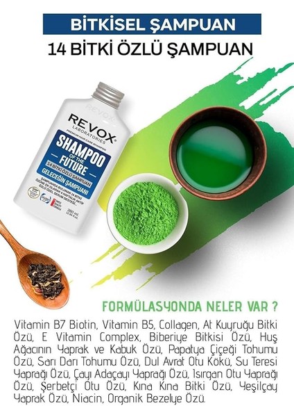 Bitkisel Şampuan ve Aktif Özlü 4 Adet Özel Destek Serumu Saç Bakım Seti Geleceğin Şampuanı modelleri