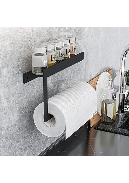 Kağıt Havlu Askısı, Mutfak ve Banyo Için Yapışkanlı Kağıt Havluluk, Metal Havlu Tutacağı (Siyah) fırsatları