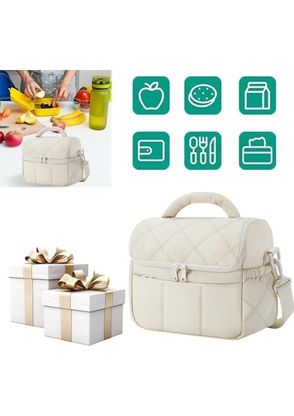 Yalıtımlı Beslenme Çantası, Kadınlar Için, Piknik, Crossbody Yemek Kutusu, Sızdırmaz, Iş Için (Bej) fiyatları