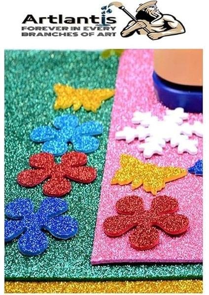 Yapışkanlı Simli Eva 50X70 cm 3 Adet Simli Yapışkanlı Eva Süngeri Okul Kreş Anasınıfı Elişi Etkinlikleri Hobi modelleri