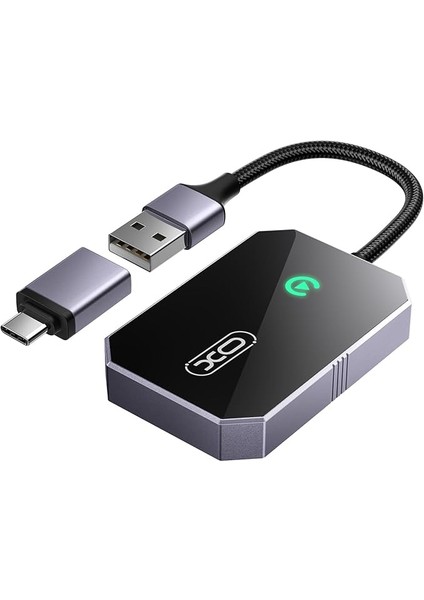 Simple Is Beauty CZ016 Kablosuz Carplay Adaptörü, iPhone 6 ve Ile Üzeri Uyumlu, USB Bağlantılı, Wi-Fi + Bluetooth, Sesle Kontrol, 2.4 Ghz, USB ve Type-C Giriş, Siyah